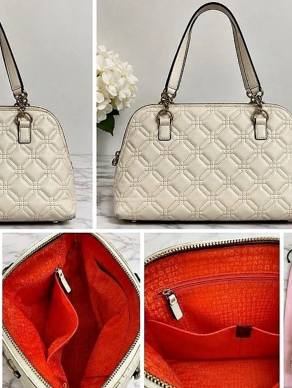 Kate Spade Quilted Satchel in cream Like New